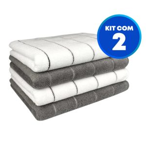 Kit com 2 Toalhas Mega Panão em Microfibra Celeste – Super Absorventes. Resistentes e Sem Fiapos