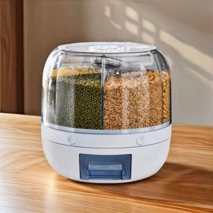 Porta Cereais Premium 6 em 1 com Dispenser Giratório – Organização. Conservação e Praticidade na Sua Cozinha!